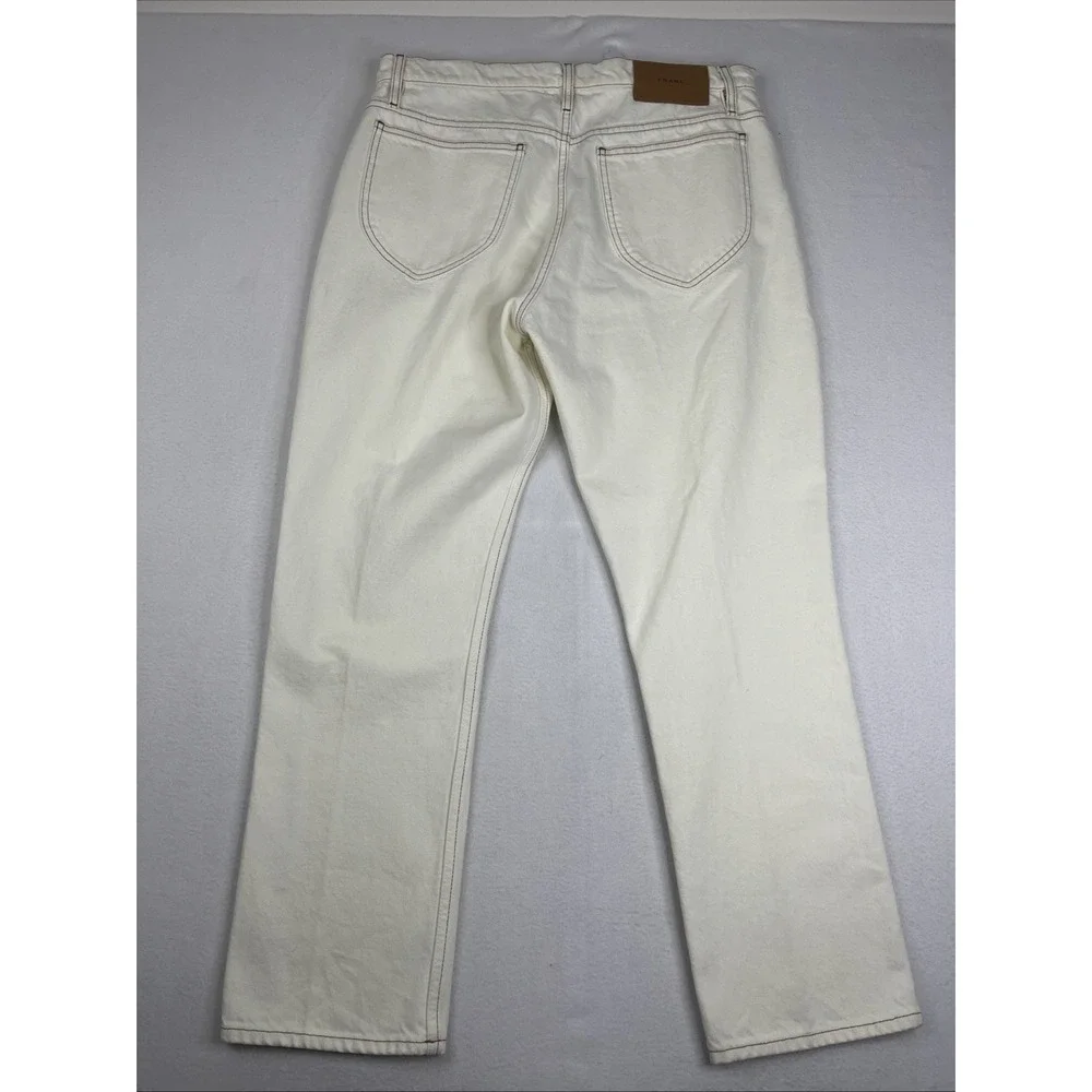 FRAME Le Italien Straight Fit Cotton Jeans Ivory Womens 32 Made in Italy NEW
